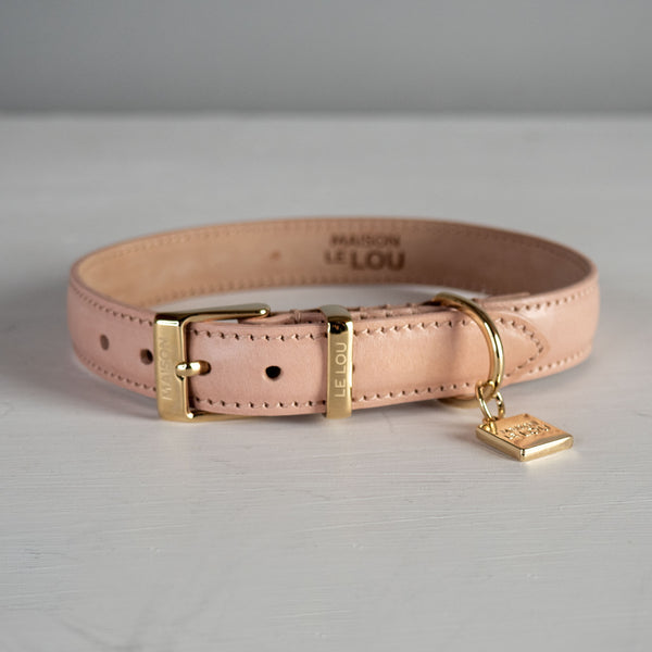 Ginny Luxury Leather Dog Collar - Nude – Maison Le Lou