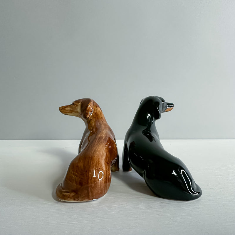 Dachshund Salt and Pepper shakers - Black and Brown
