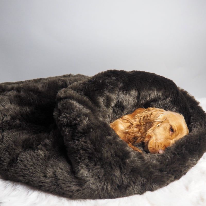 Pookie - Faux Fur Burrow Sleeping Bag - Dark Brown