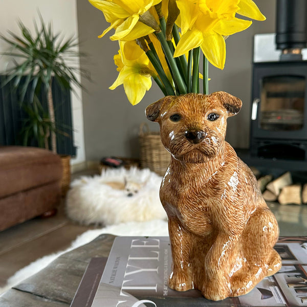 Border Terrier Flower Vase