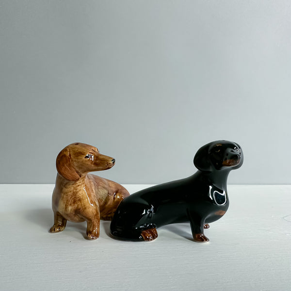 Dachshund Salt and Pepper shakers - Black and Brown